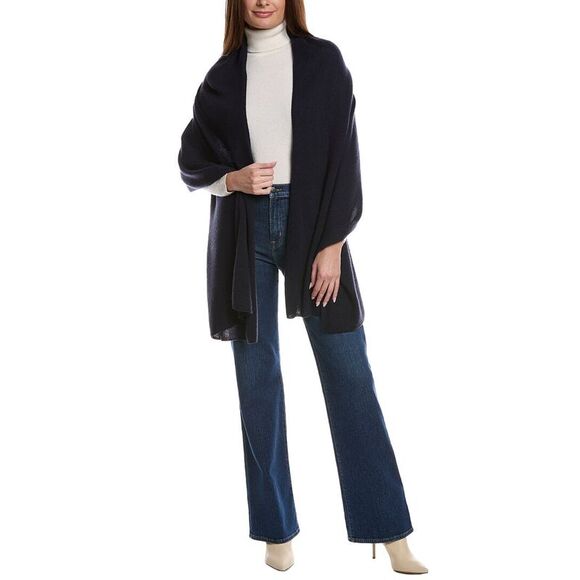 Phenix Solid Jersey Cashmere Wrap Blue